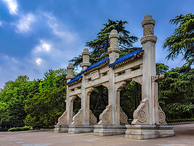 中山陵音乐台南京中山陵博爱牌坊背景