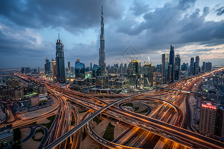 迪拜夜景迪拜建筑风景背景