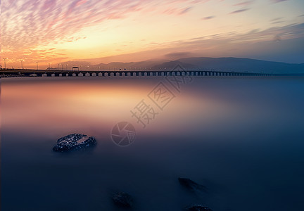 落日海边连云港田湾大桥落日背景