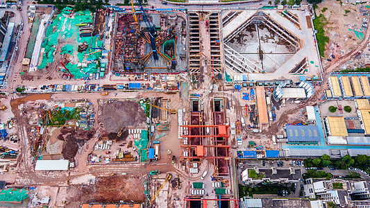航拍广州琶洲建筑工地背景图片