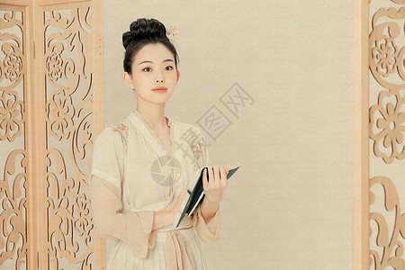 古装美女古风汉服工笔画中国风美女背景