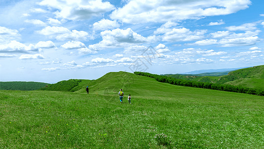 户外亲子游内蒙古大草原景观背景