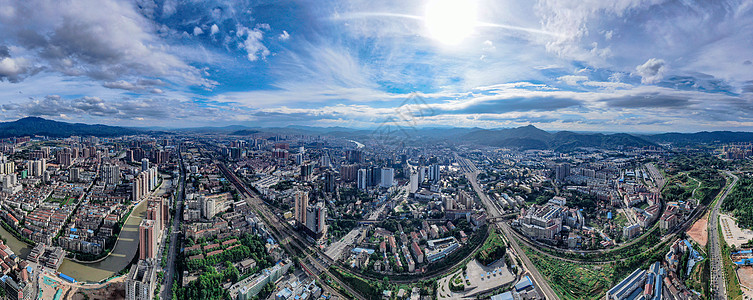 航拍湖南湘西城市天际线全景图背景图片