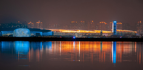 苏州地标鸟巢湖景夜景图片