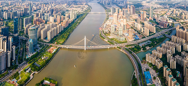 高空全景广州珠江猎德大桥城市风光图片