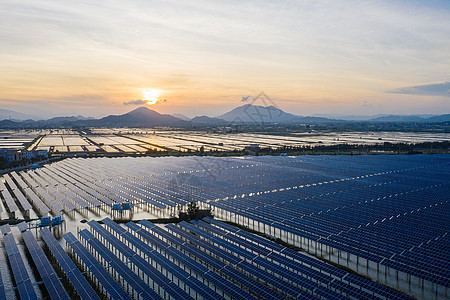 航拍漳浦发电厂太阳能面板背景图片
