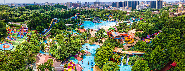 公园娱乐全景航拍广州长隆水上乐园水上世界背景