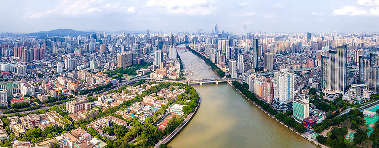 广州荔湾区珠江风景城市建筑群全景天际线背景图片