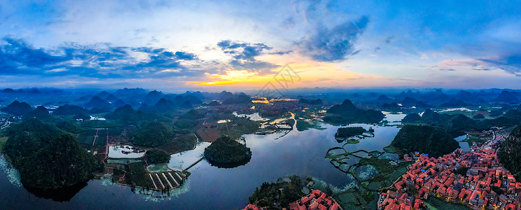 云南普者黑风景云南文山普者黑风景航拍背景