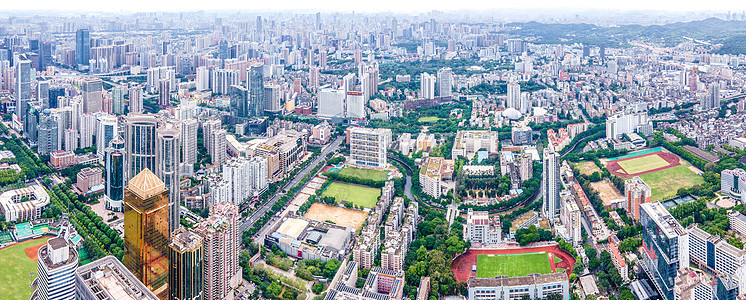 全景航拍广州天河区城市建筑群天际线背景图片