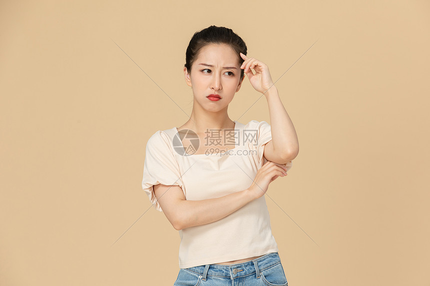 色彩美女焦虑烦恼图片