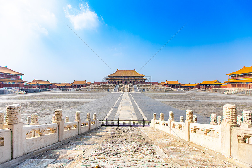 北京大气紫禁城故宫太和殿高清图片下载-正版图片-摄