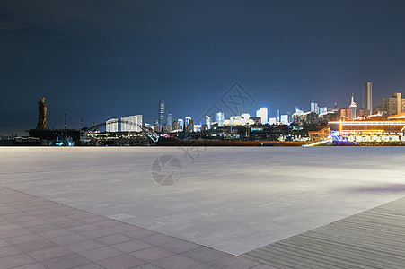 地面夜景青岛码头平台夜景背景