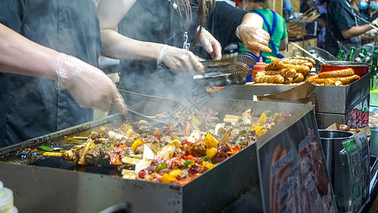 上海夜市美食高清图片素材