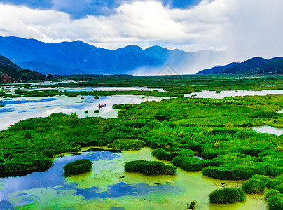 草海风光泸沽湖草海航拍背景