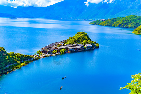 丽江泸沽湖里格半岛背景