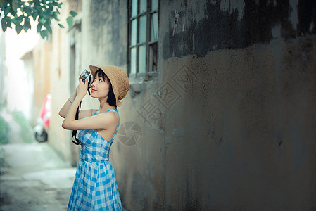 女旅行夏季拍照女孩背景