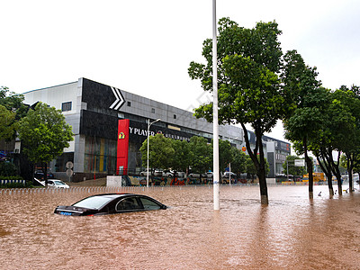 城市雨水城市暴雨街道洪水内涝背景