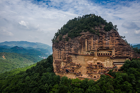 石窟寺麦积山石窟航拍背景