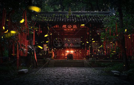 夏天夜晚南京灵谷寺的萤火虫图片