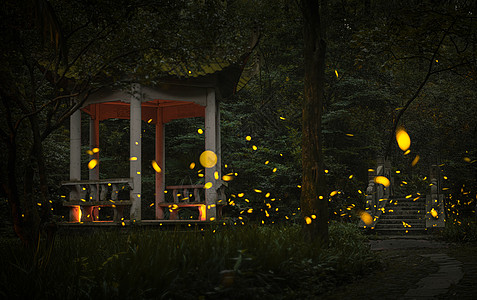 萤火虫光夏天夜晚南京灵谷寺的萤火虫背景
