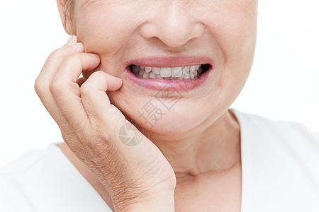 中老年女性老年女性牙痛特写背景