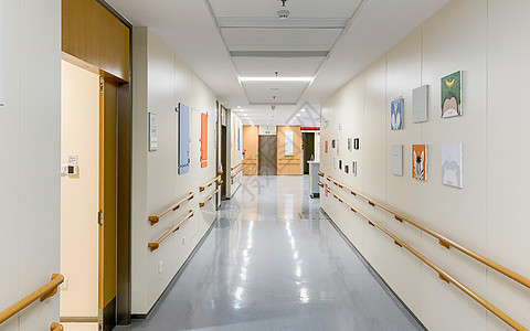 康复医疗护理医院内走廊环境背景