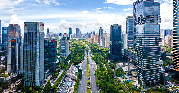 深圳市航拍全景深南大道深圳城市建筑交通运输背景