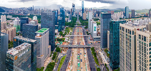 全景航拍深中大道城市交通楼房深圳市图片