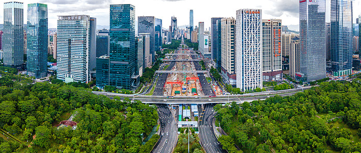 全景航拍深中大道城市交通楼房深圳市高清图片