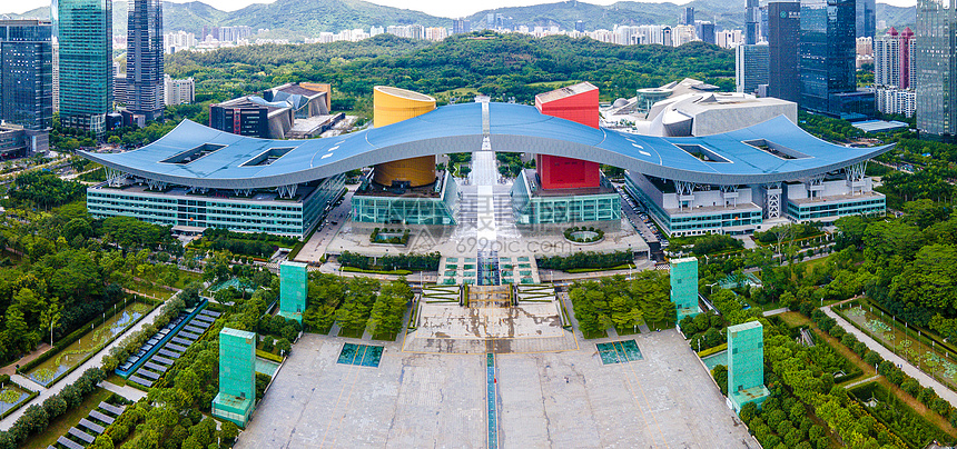 全景航拍深圳地标市民中心广场建筑图片