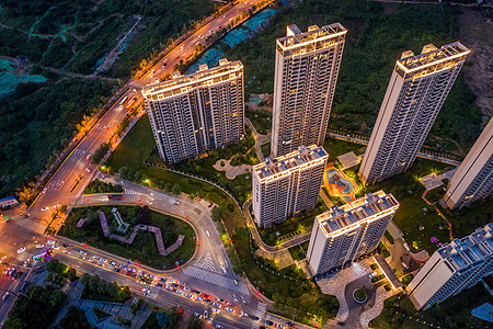 楼盘建筑小区夜景高清图片