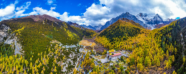 川西美景稻城亚丁自然风光航拍全景背景