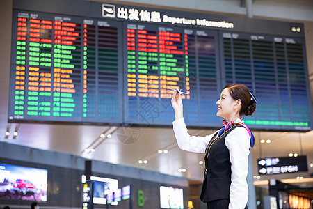 机场空姐拿飞机模型图片