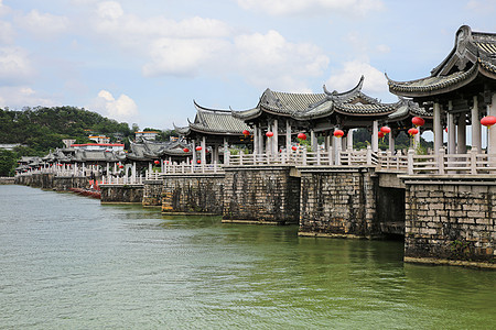 潮汕粽子潮州地标景点广济桥背景