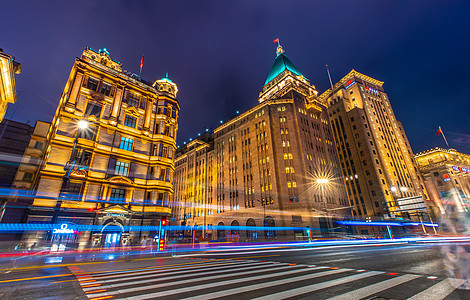 上海外滩万国建筑群夜景背景