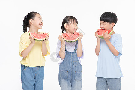 快乐儿童吃西瓜形象图片