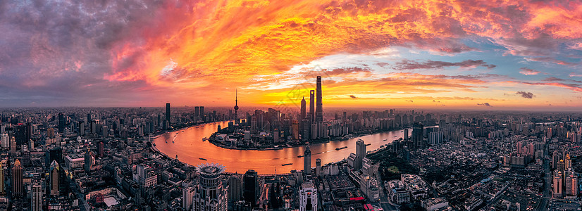 浦东地标夕阳日落背景