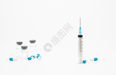 医疗健康用品注射针管与疫苗药物背景图片