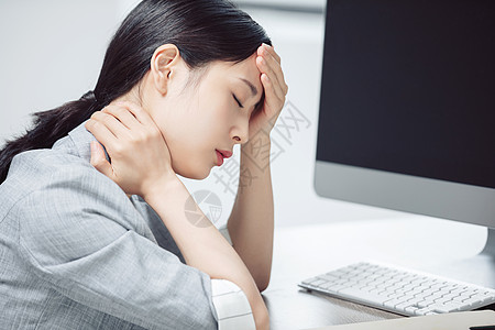 亚健康白领商务女性疲惫工作背景图片