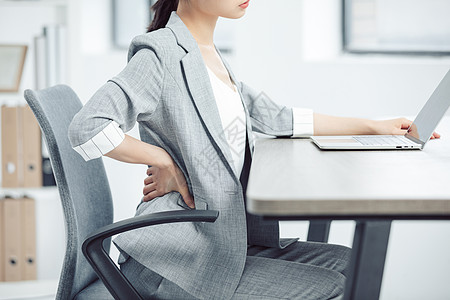 亚健康白领商务女性腰部疼痛高清图片