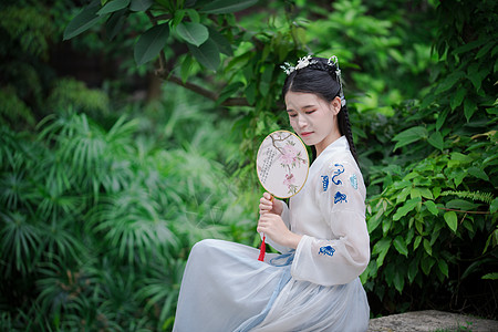 小清新美女古装汉服人像背景