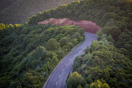 陕西旬邑石门山森林公园道路航拍图片