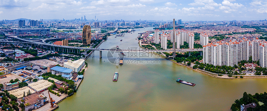 航拍广州东沙大桥城市建筑图片