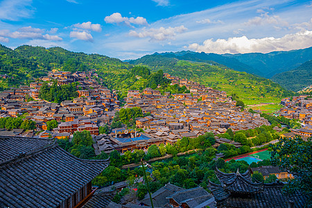 贵州省黔东南苗族侗族自治州雷山县西江千户苗寨背景