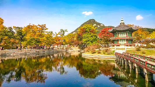 韩国寺庙首尔景福宫背景