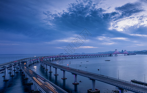 海上建筑风光大连跨海大桥建筑风光背景