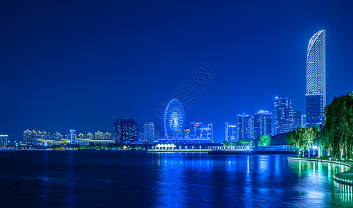 环金鸡湖大道城市夜景背景图片