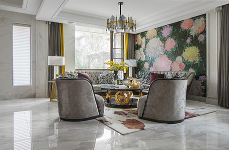 豪华古典欧式风格客厅背景图片