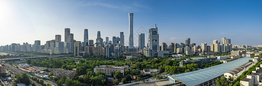 北京副中心蓝天下北京国贸中心背景